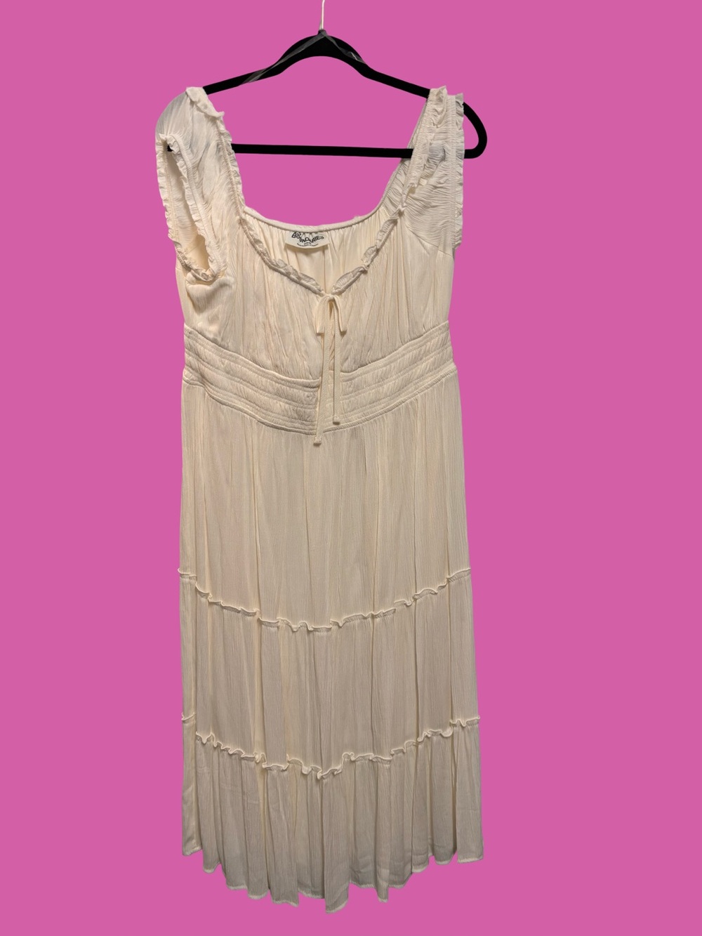 Boho Cream Tiered Maxi Dress with Ruffle Details